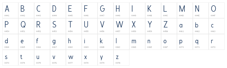 Velnica Regular Character Map