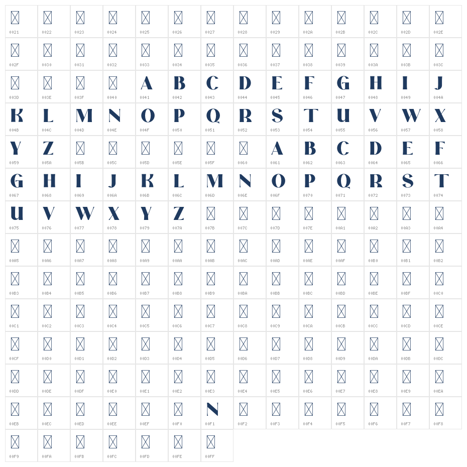 Veloura Demo Regular Character Map