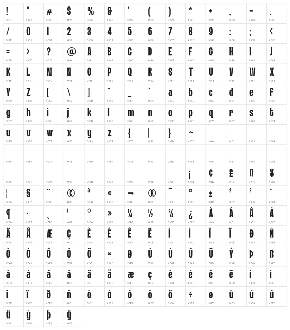 Velourist Regular Character Map