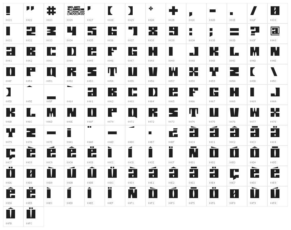 Velvet-Illusions Character Map