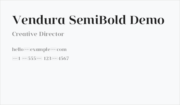 Vendura SemiBold Demo Business Card
