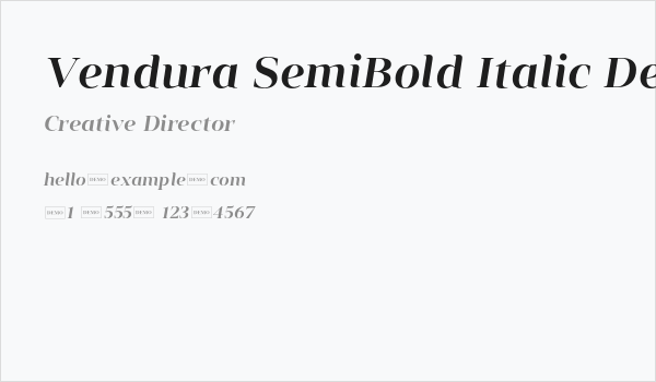 Vendura SemiBold Italic Demo Business Card