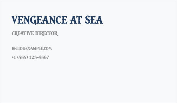 Vengeance at Sea Business Card