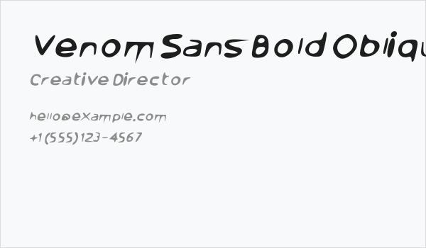 Venom Sans Bold Oblique Business Card