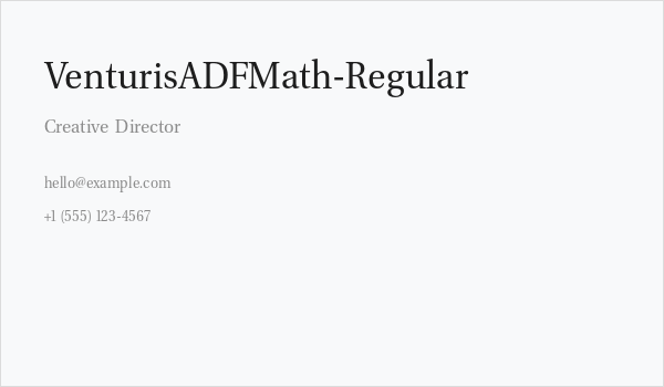 VenturisADFMath-Regular Business Card