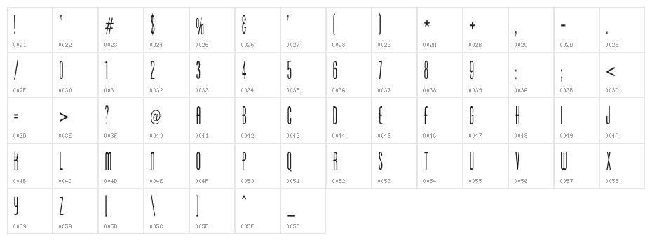 Venus-Normal Character Map