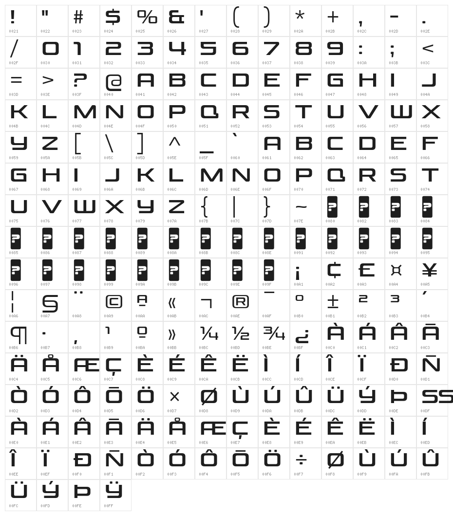 VenusRisingRg-Regular Character Map