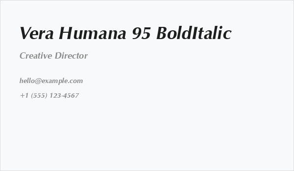 Vera Humana 95 BoldItalic Business Card