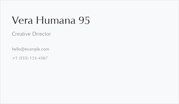 Vera Humana 95 Business Card