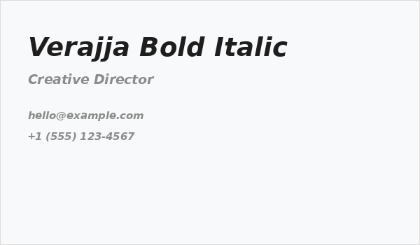 Verajja Bold Italic Business Card