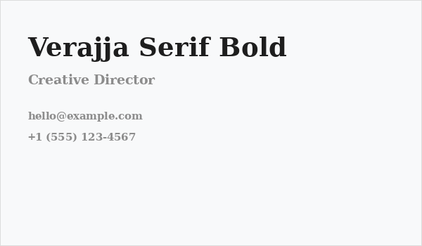 Verajja Serif Bold Business Card