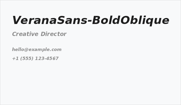 VeranaSans-BoldOblique Business Card