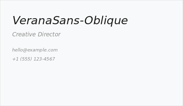 VeranaSans-Oblique Business Card
