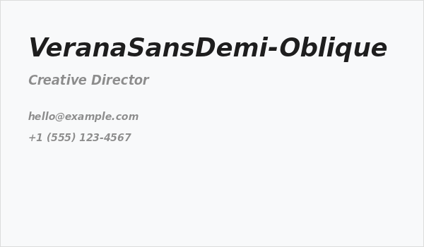 VeranaSansDemi-Oblique Business Card
