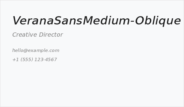 VeranaSansMedium-Oblique Business Card