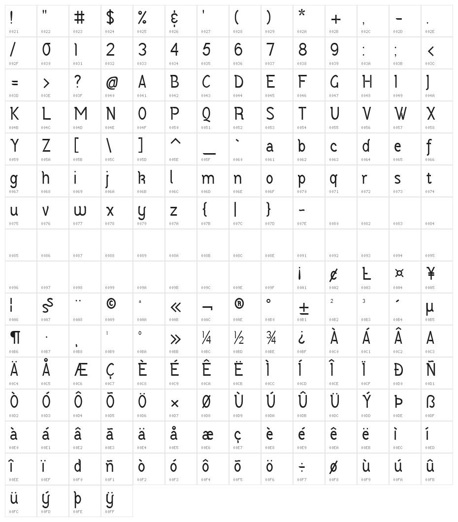 Vercingétorix Regular Character Map