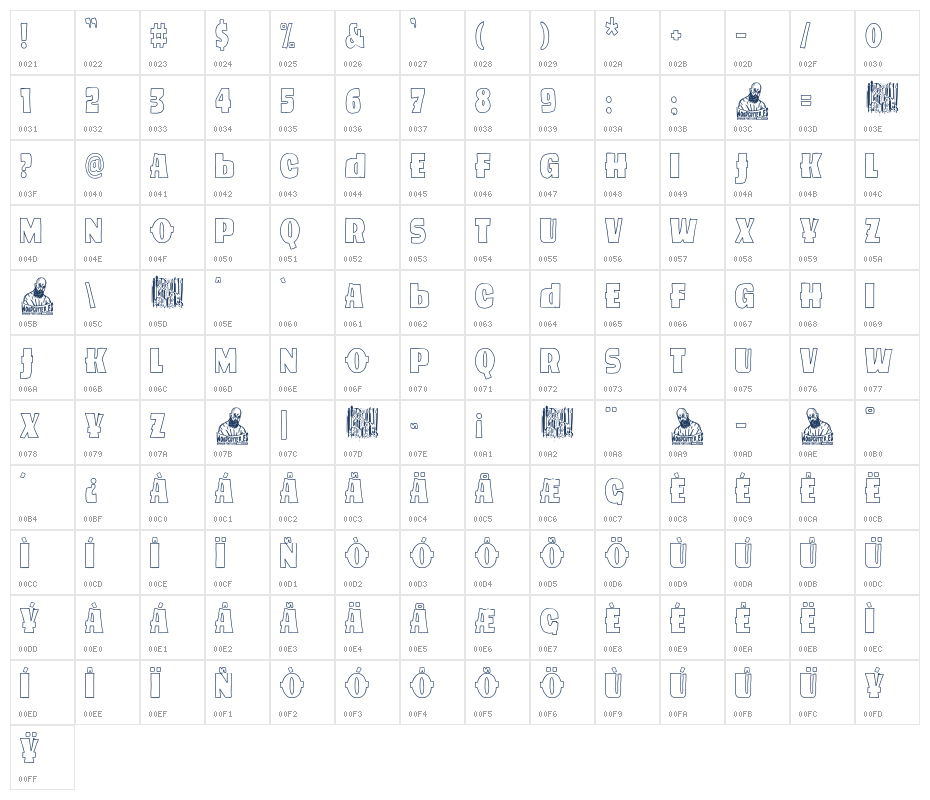 Verde Esperanza Outline Character Map