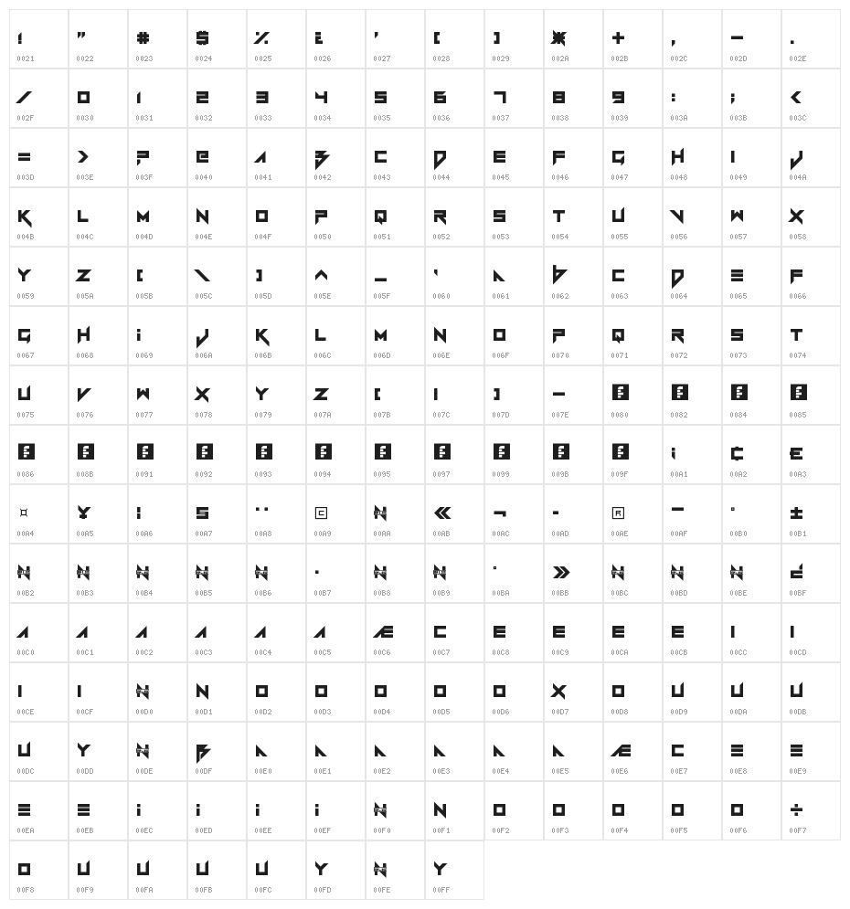 Vermin Vibes Redux Regular Character Map