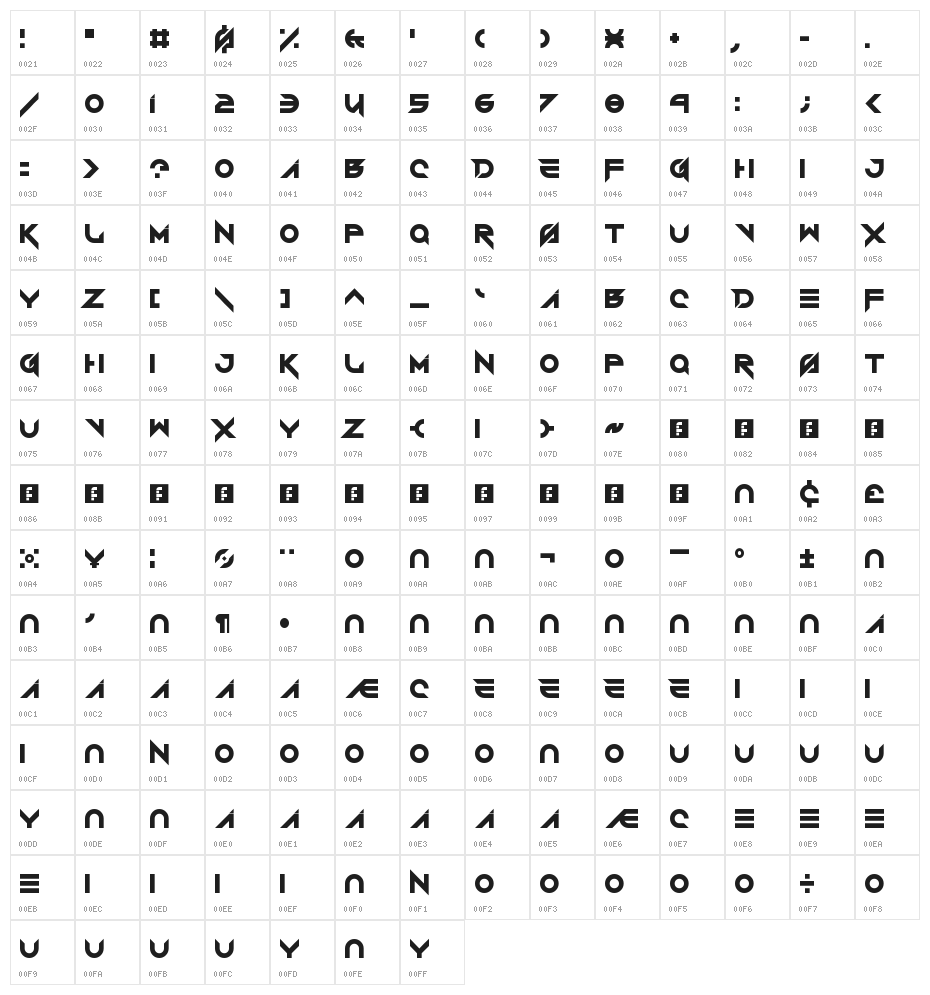 Vermin Vibes Roundhouse Regular Character Map