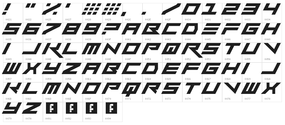 Vermin Vibes Slant Regular Character Map