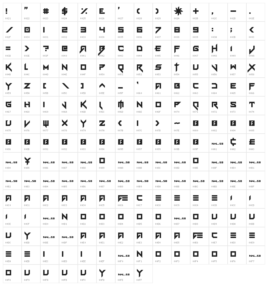 Vermin Vibes eX Regular Character Map