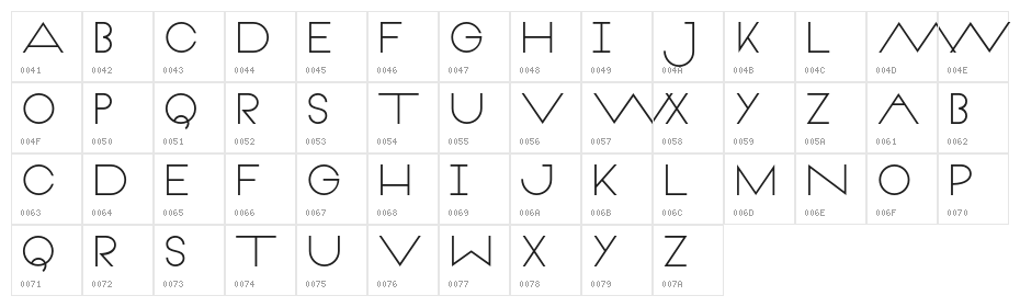 VeronBold Character Map