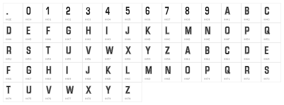 Verona FFF Character Map