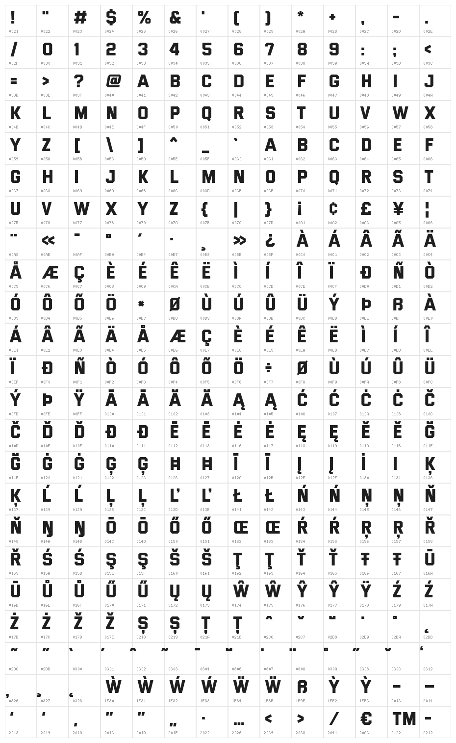 Versa Versa Character Map