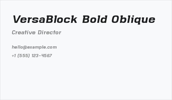 VersaBlock Bold Oblique Business Card