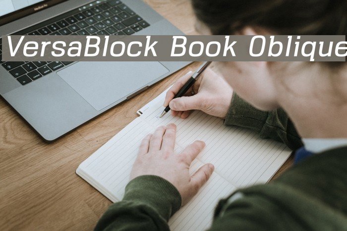 VersaBlock Book Oblique Font examples