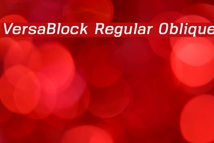 VersaBlock Regular Oblique Font examples
