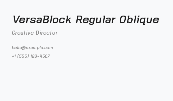 VersaBlock Regular Oblique Business Card