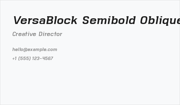 VersaBlock Semibold Oblique Business Card