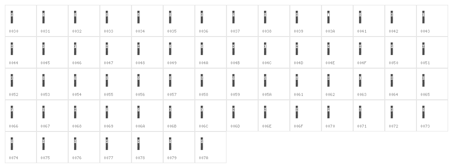 VertiCaps Character Map