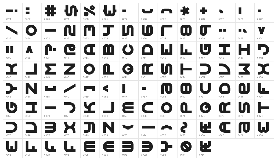 Vertigo 2 BRK Character Map