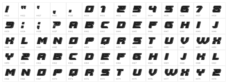 Vertigo Regular Character Map