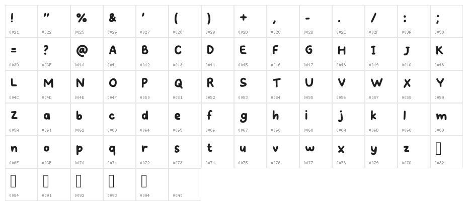 Very Berry Studio Regular Character Map