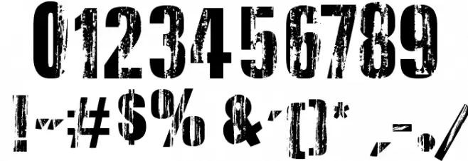 Very Damaged Bold Font OTHER CHARS