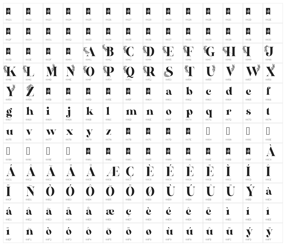 Veshion Character Map