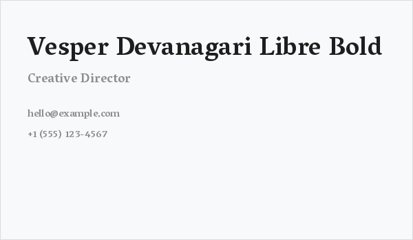 Vesper Devanagari Libre Bold Business Card