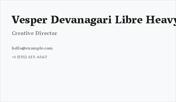 Vesper Devanagari Libre Heavy Business Card
