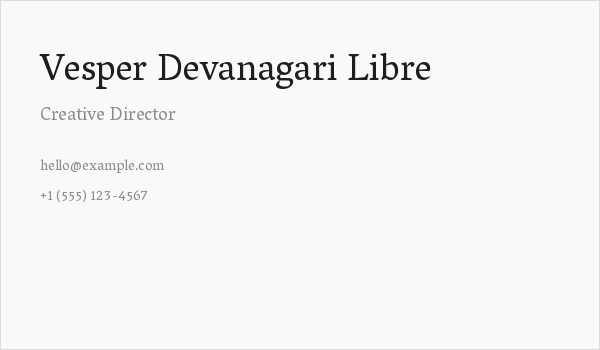 Vesper Devanagari Libre Business Card