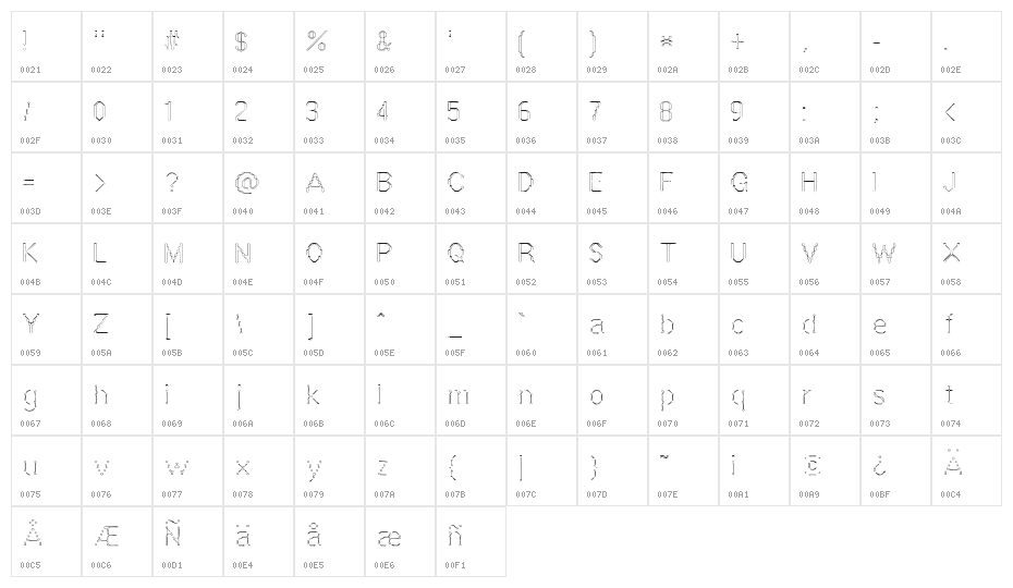 Vestige Character Map