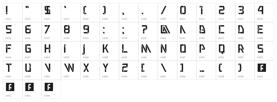 VHIA Regular Character Map