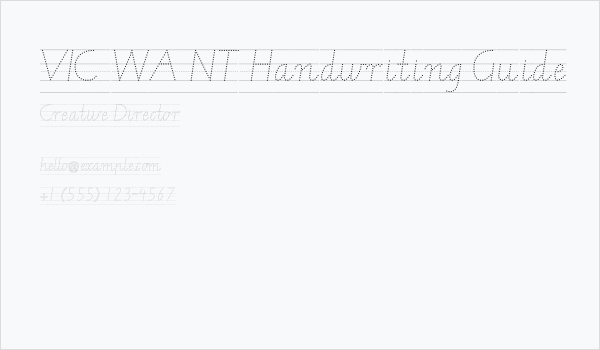 VIC WA NT Handwriting Guide Business Card