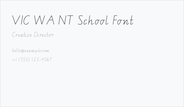 VIC WA NT School Font Business Card