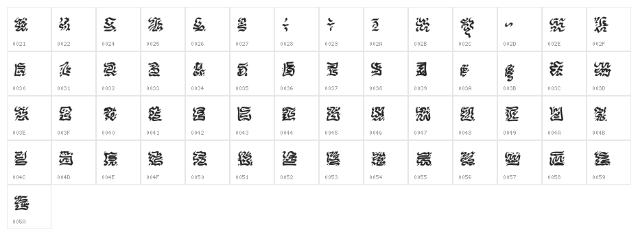VICNORA Regular Character Map