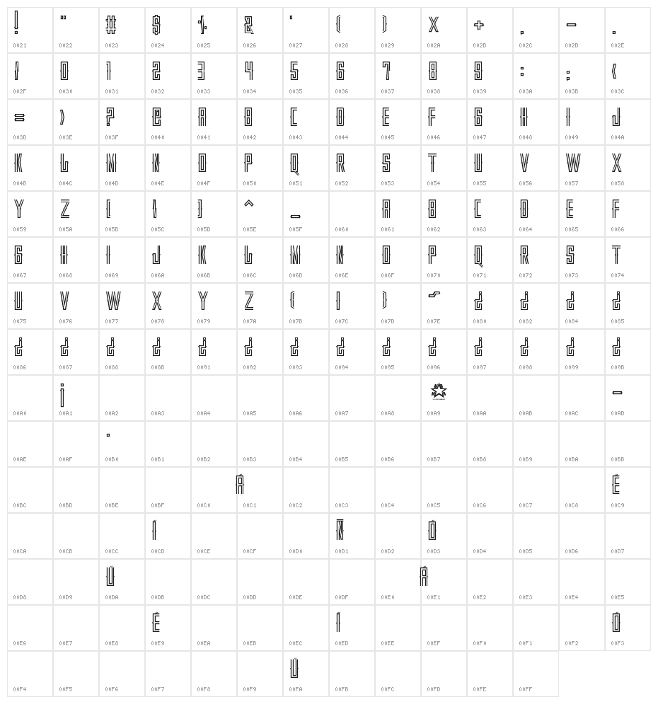 VILLAJUAREZ SON DISPLAY Character Map