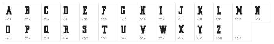 VINTAGE COLLEGE DEPT_DEMO_outline Character Map