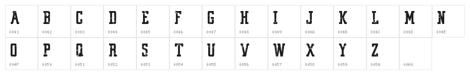 VINTAGE COLLEGE DEPT_DEMO_worn Character Map